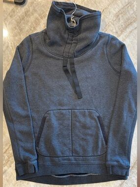 Lululemon Athletica Funnel Neck Sweatshirt Tie Neck Charcoal Gray Black Size 8